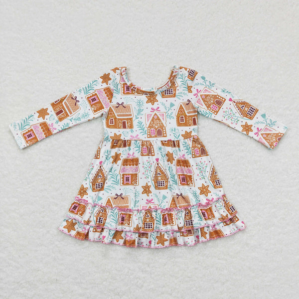 GLD0447 RTS kids clothes girls girl winter dress house girl christmas dress