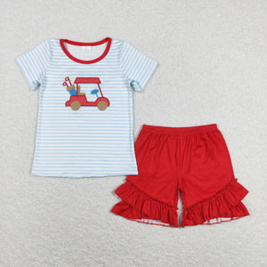 GSSO0432 baby girl clothes golf girl summer shorts set girl summer outfit