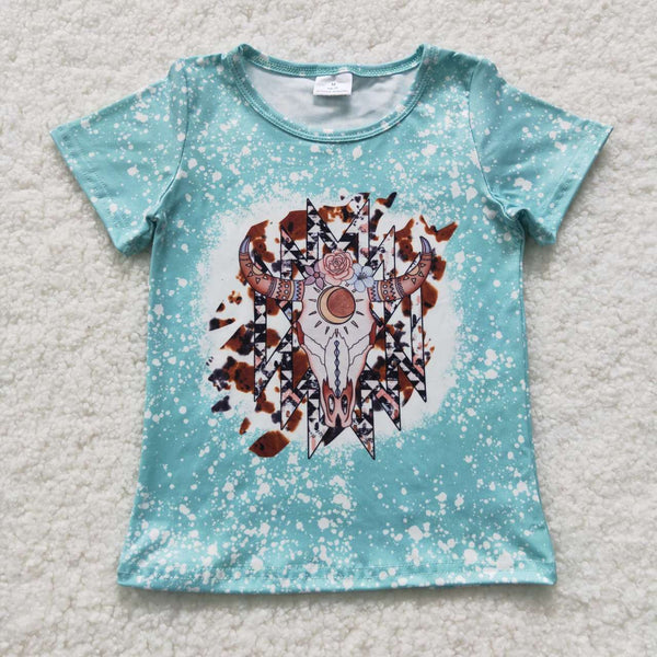 GT0238 toddler girl clothes cow short sleeeve top