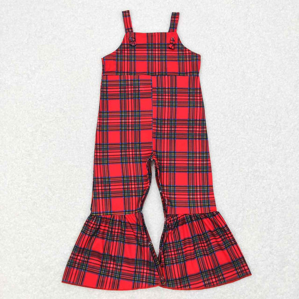 SR0479 RTS toddler girl clothes red plaid girl christmas jumpsuit