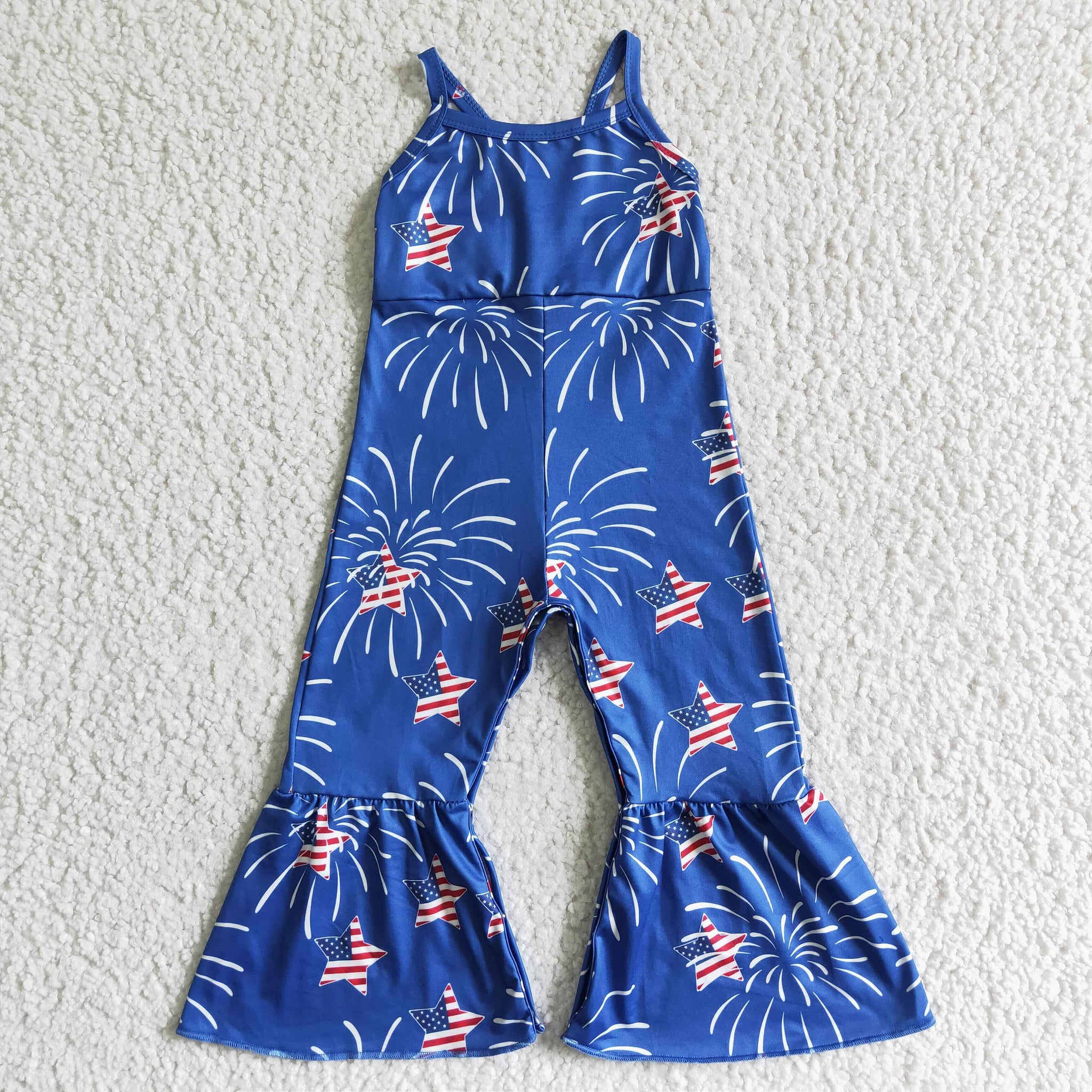 SR0055 toddler girl clothes patriotic 4th of july summer jumpsuit