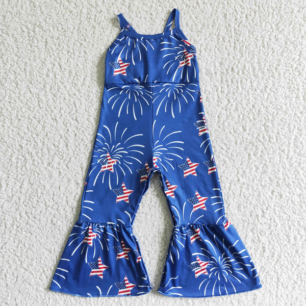 SR0055 RTS baby girl clothes 4th of July clothes star girl summer jumpsuit