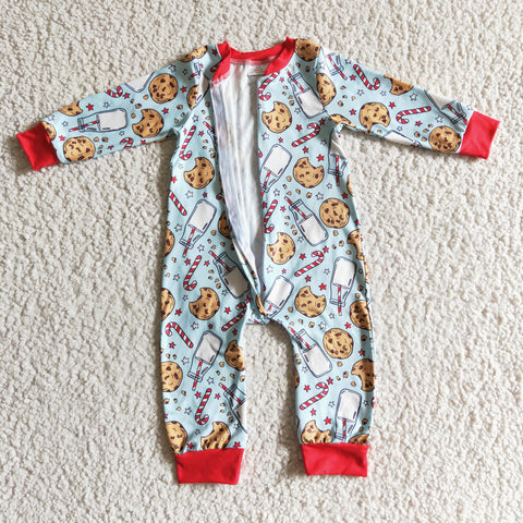 LR0186 RTS baby boy clothes milk zipper christmas romper