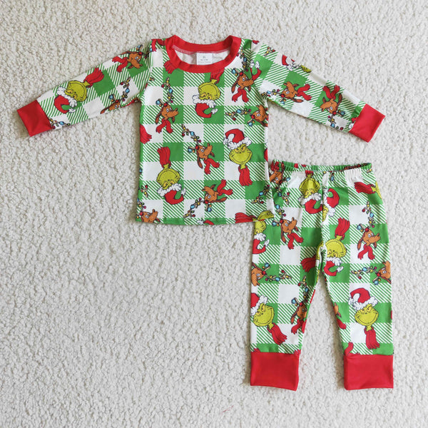 BLP0121 RTS baby boy clothes green cartoon pajamas set-promotion 2025.10.11 $5.5