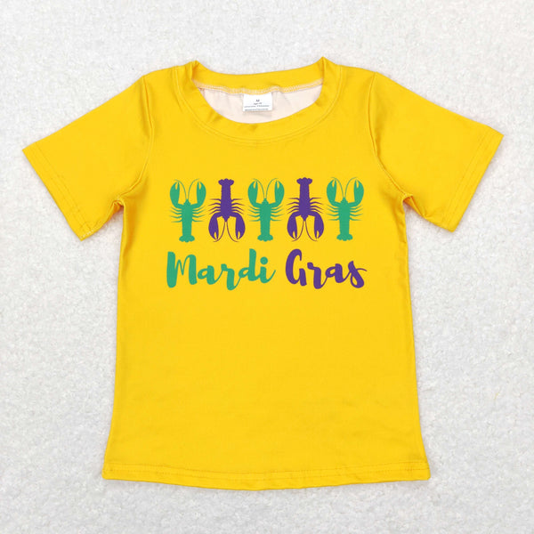 BT0502 baby boy clothes crawfish Mardi Gras yellow tshirt boy Mardi Gras clothes