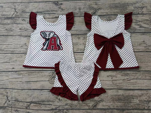 Custom order MOQ:3pcs each design baby girl clothes state girl summer shorts set 500