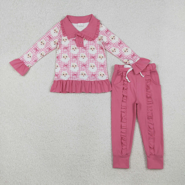 GLP2881 12-18M to 7-8T RTS girl christmas clothes pink santa clasu girl christms outfit