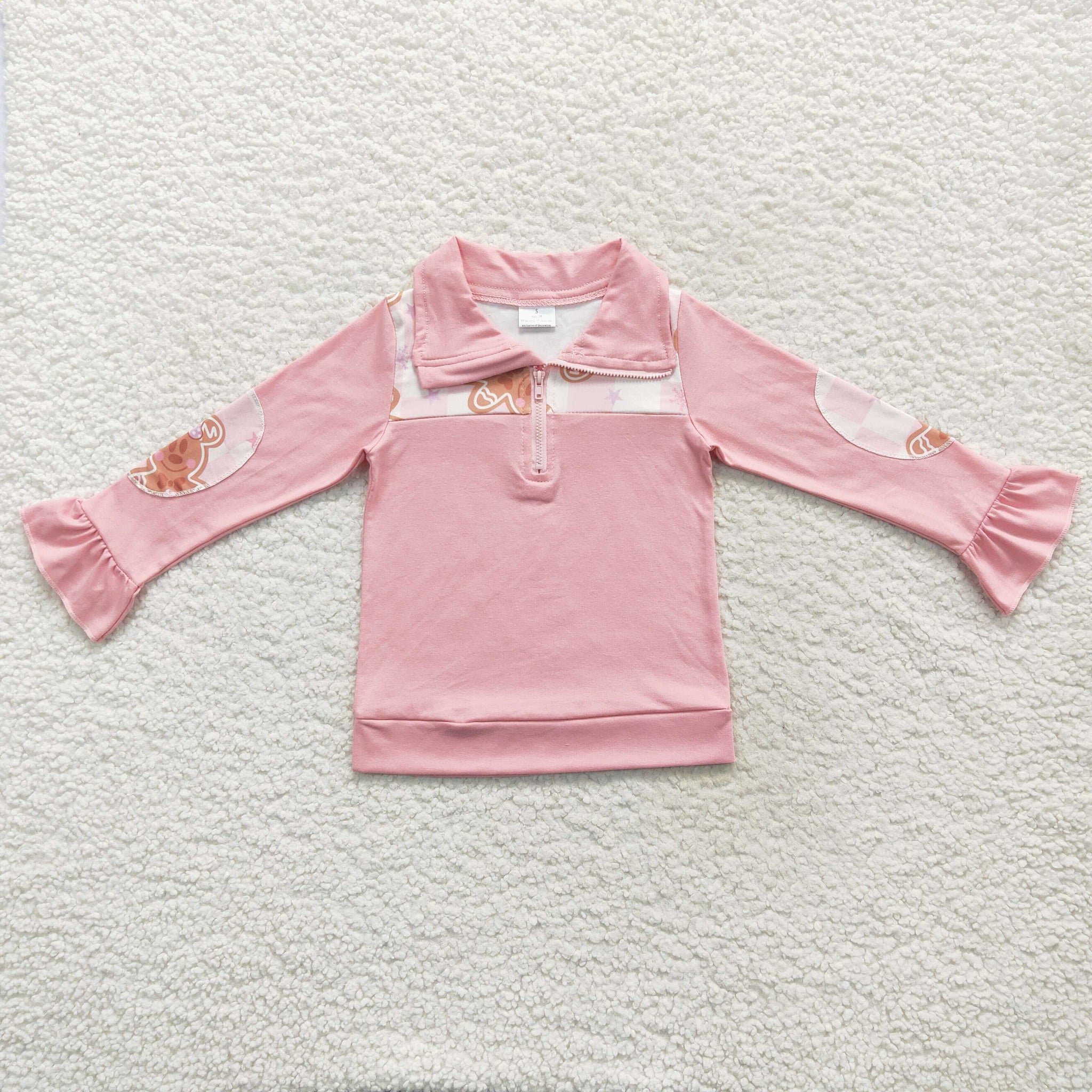 GT0218 toddler girl clothes pink cow winter zipper top