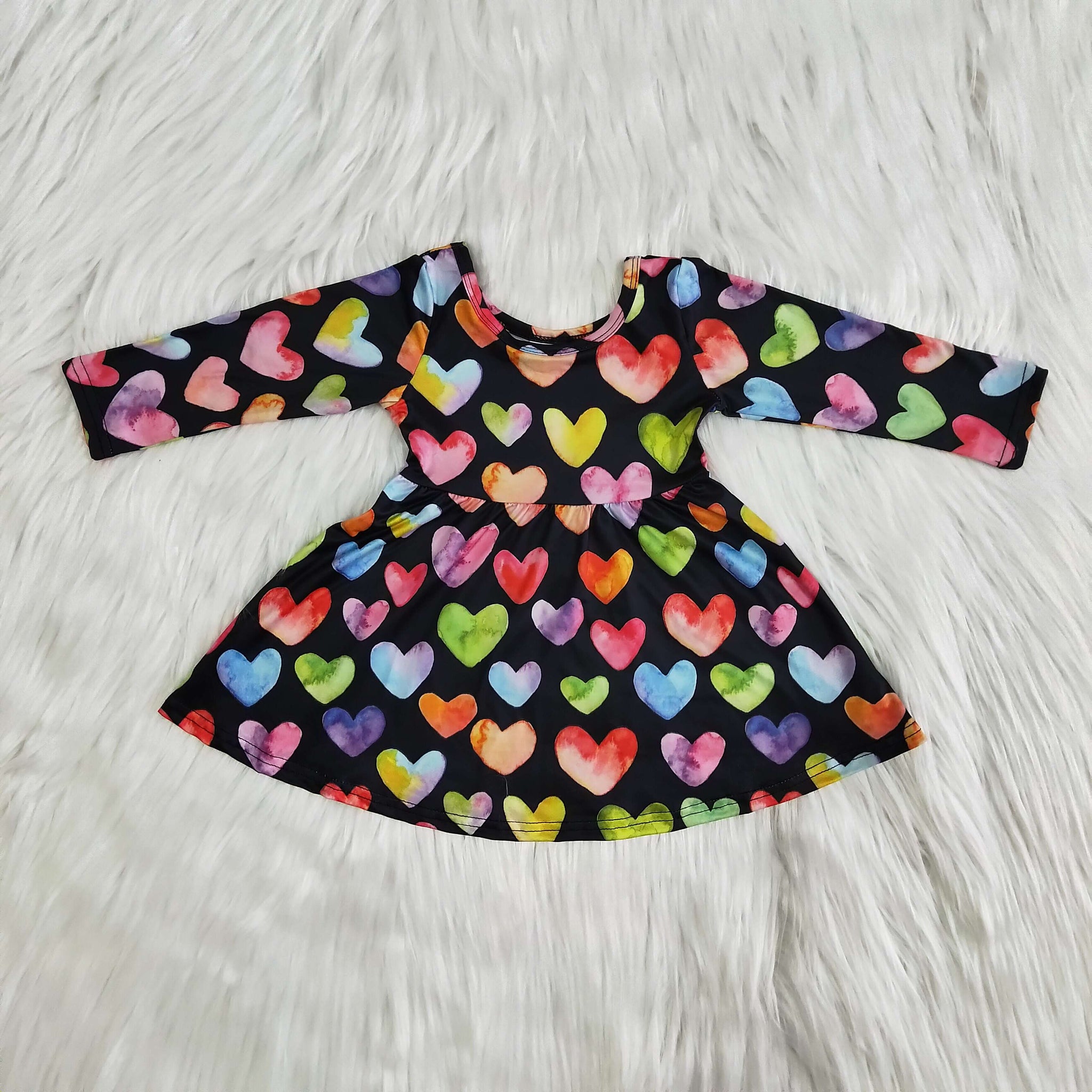 girl winter heart valentine's day long sleeve dress