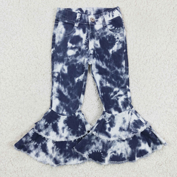 P0035 baby girl clothes tie dye girl jeans bell bottom pant