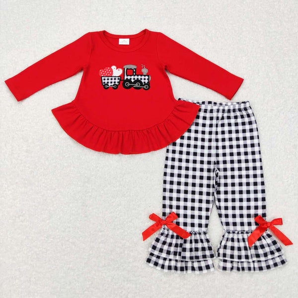 GLP0908 Toddler girl clothes heart truck embroidery girl valentines day outfit