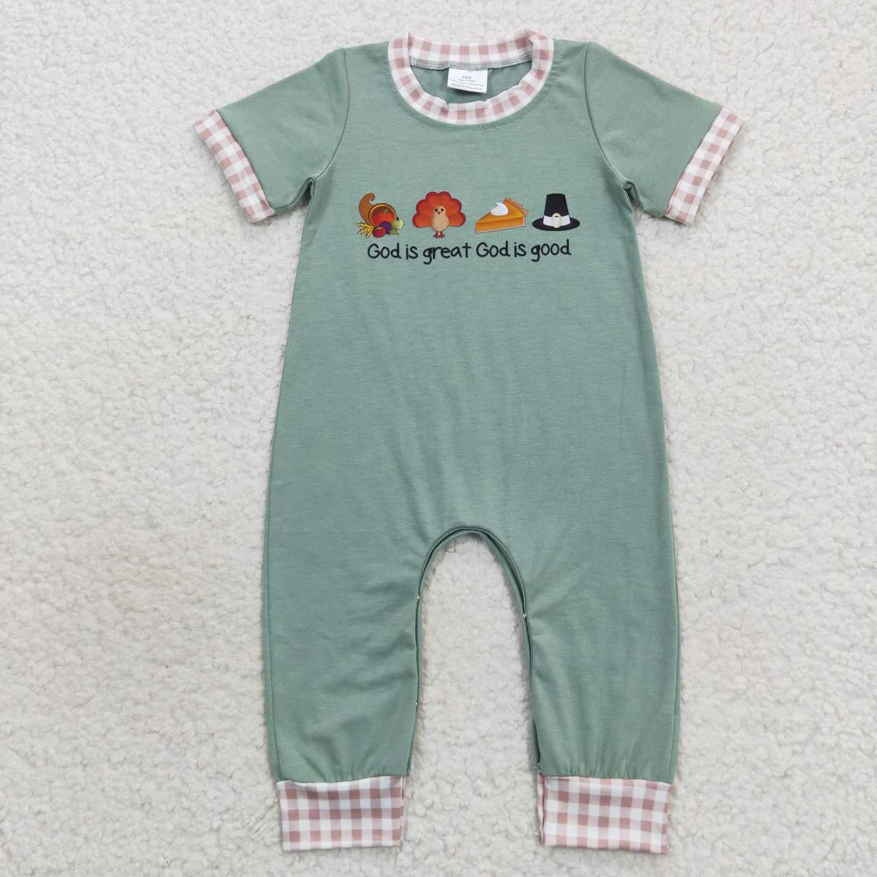 SR0439 RTS baby boy clothes girl halloween romper thanksgiving romper vinyl god is better god is good romper