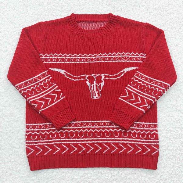 BT0218 baby clothes red cow sweater shirt