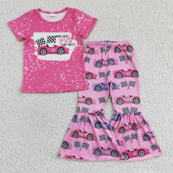 GSPO0318 kids clothes girls pink car fall spring outfits