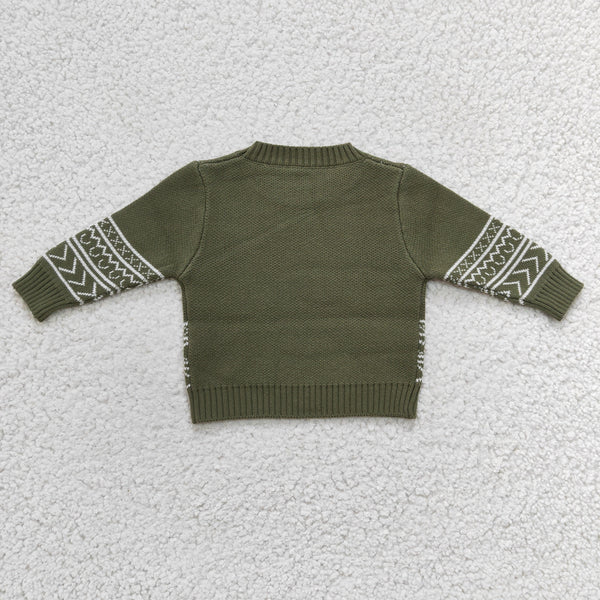 BT0178 baby boy clothes green cow sweater shirt
