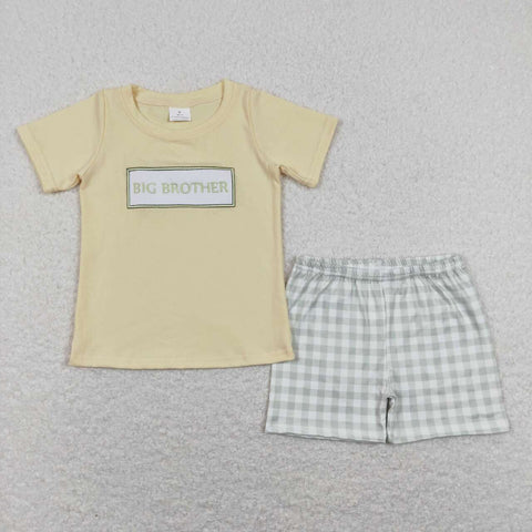 BSSO0403 baby boy clothes embroidery big brother boy summer outfits