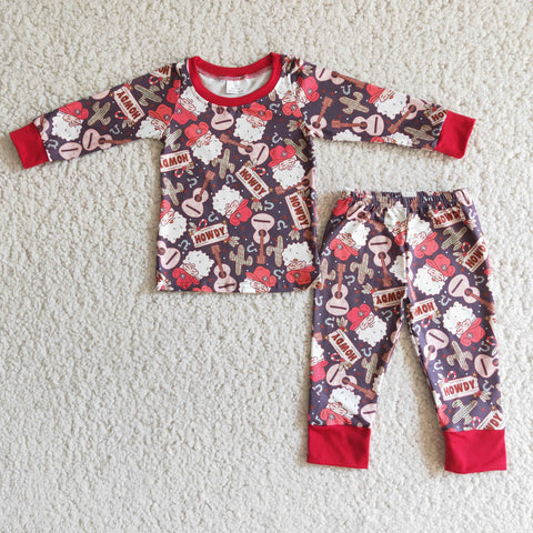 6 B4-25 RTS boy clothes howdy winter long sleeve pajamas set