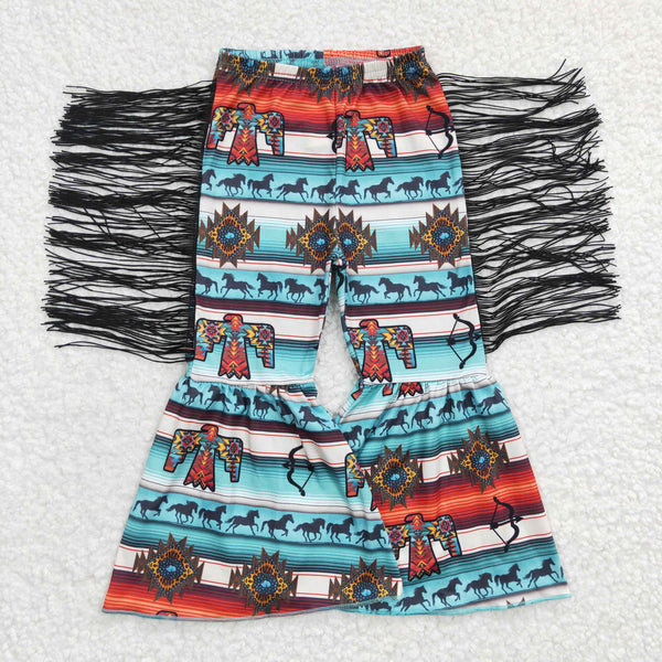 P0081 kids clothes girls tassel bell bottom pants tassel flare pant