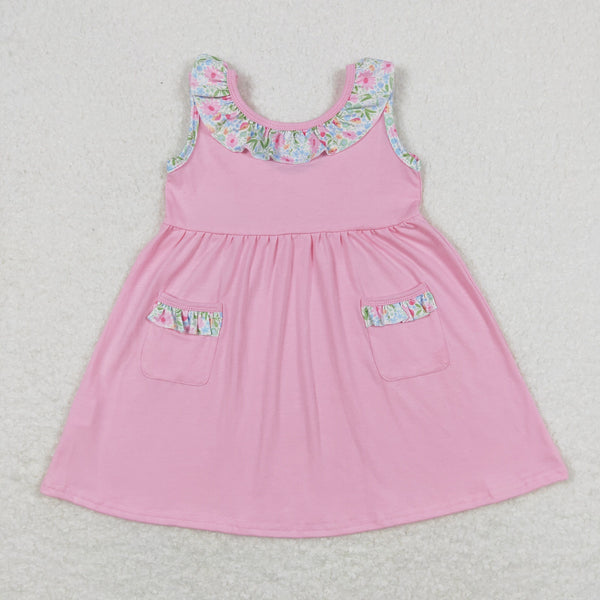 GSD0961 RTS toddler clothes pink floral baby girl summer dress