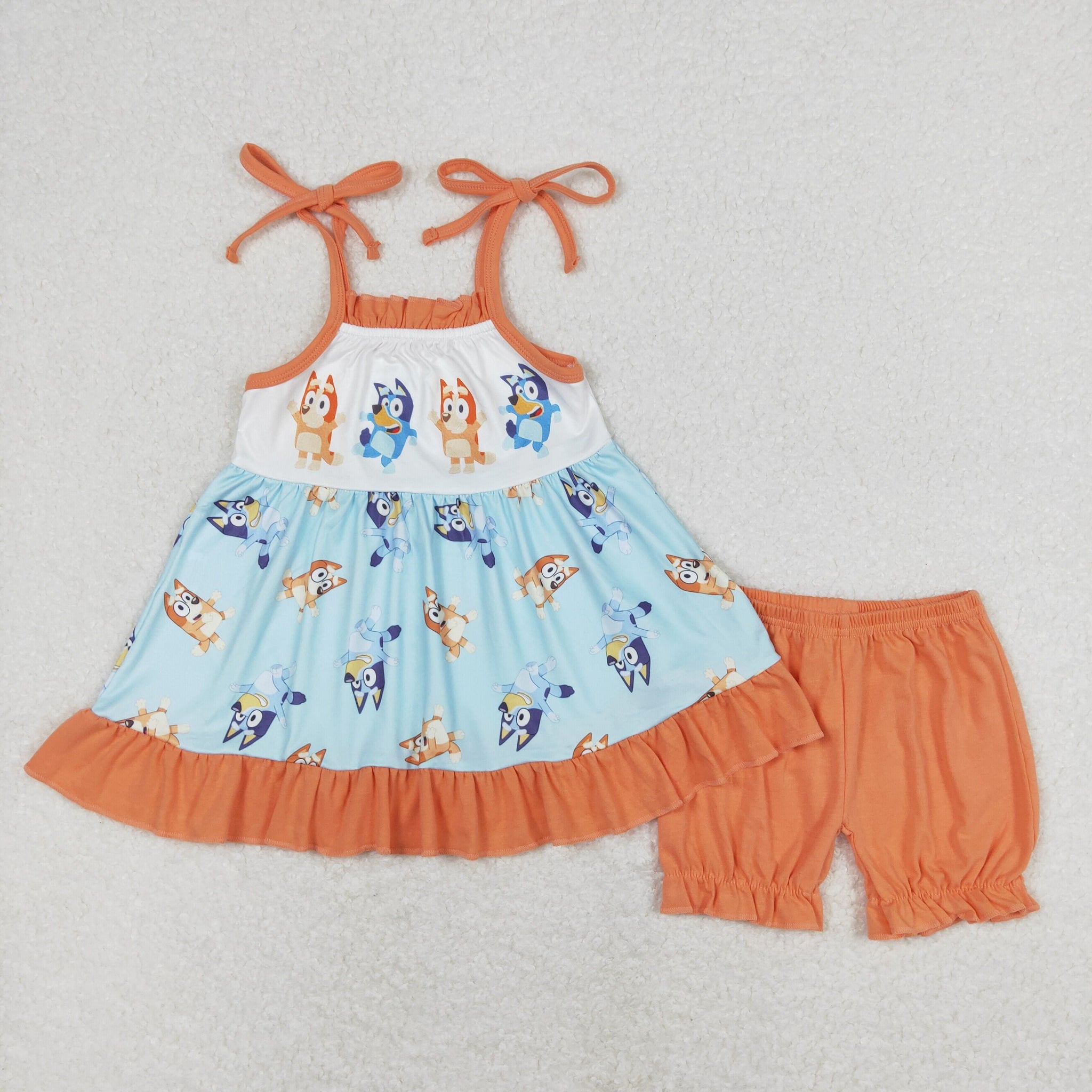 GSSO0720 RTS baby girl clothes cartoon dog toddler girl summer outfits