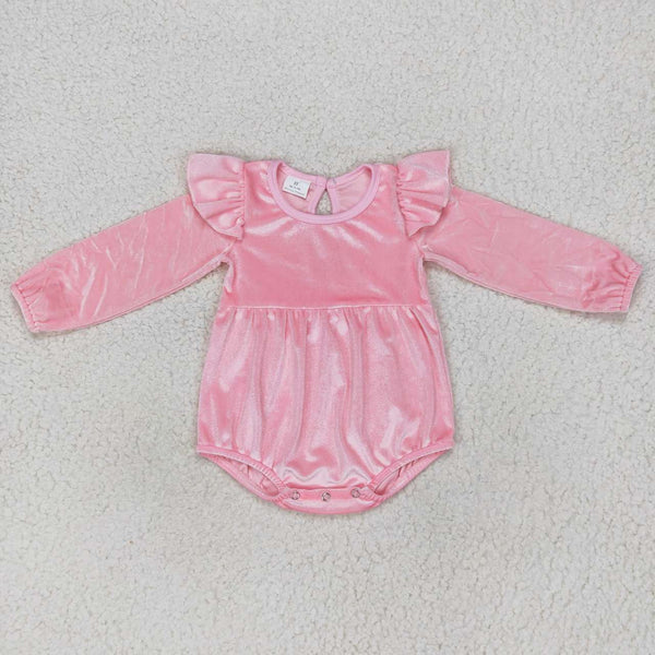 LR0686 kids clothes girls pink velvet winter bubble