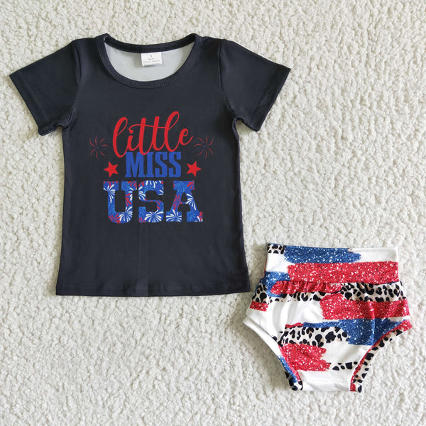 NC0007 girl clothing little miss USA summer bummies set-promotion 2024.5.25 $5.5