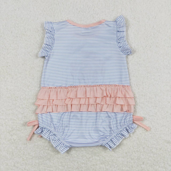 SR0931 RTS baby girl clothes embroidery ballet shoes girl summer romper