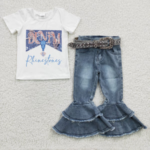 GSPO0454 toddler girl clothes denim pant fall spring outfit