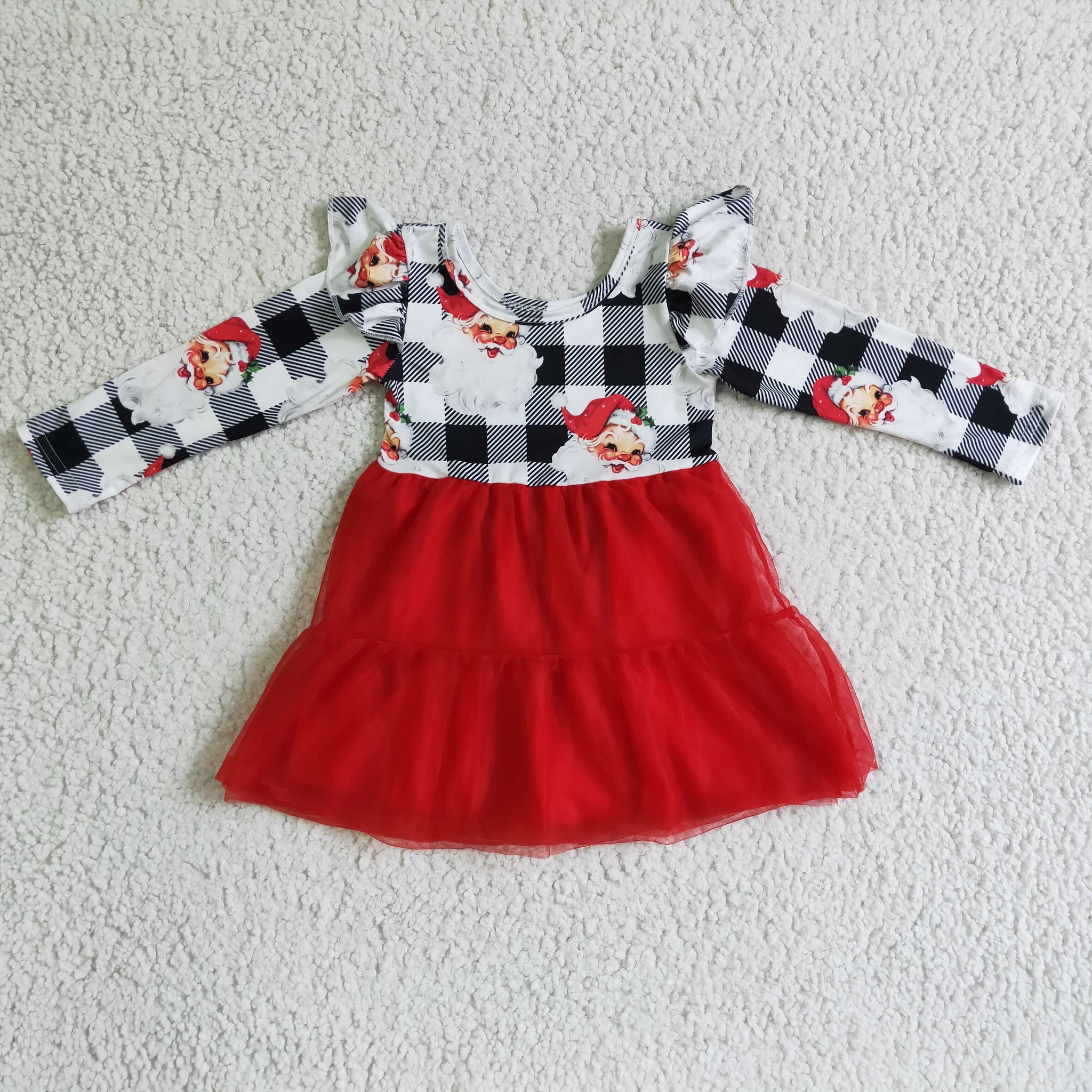 GLD0121 RTS baby girl clothes red plaid  santa claus christmas dress-promotion 2024.8.31 $5.5