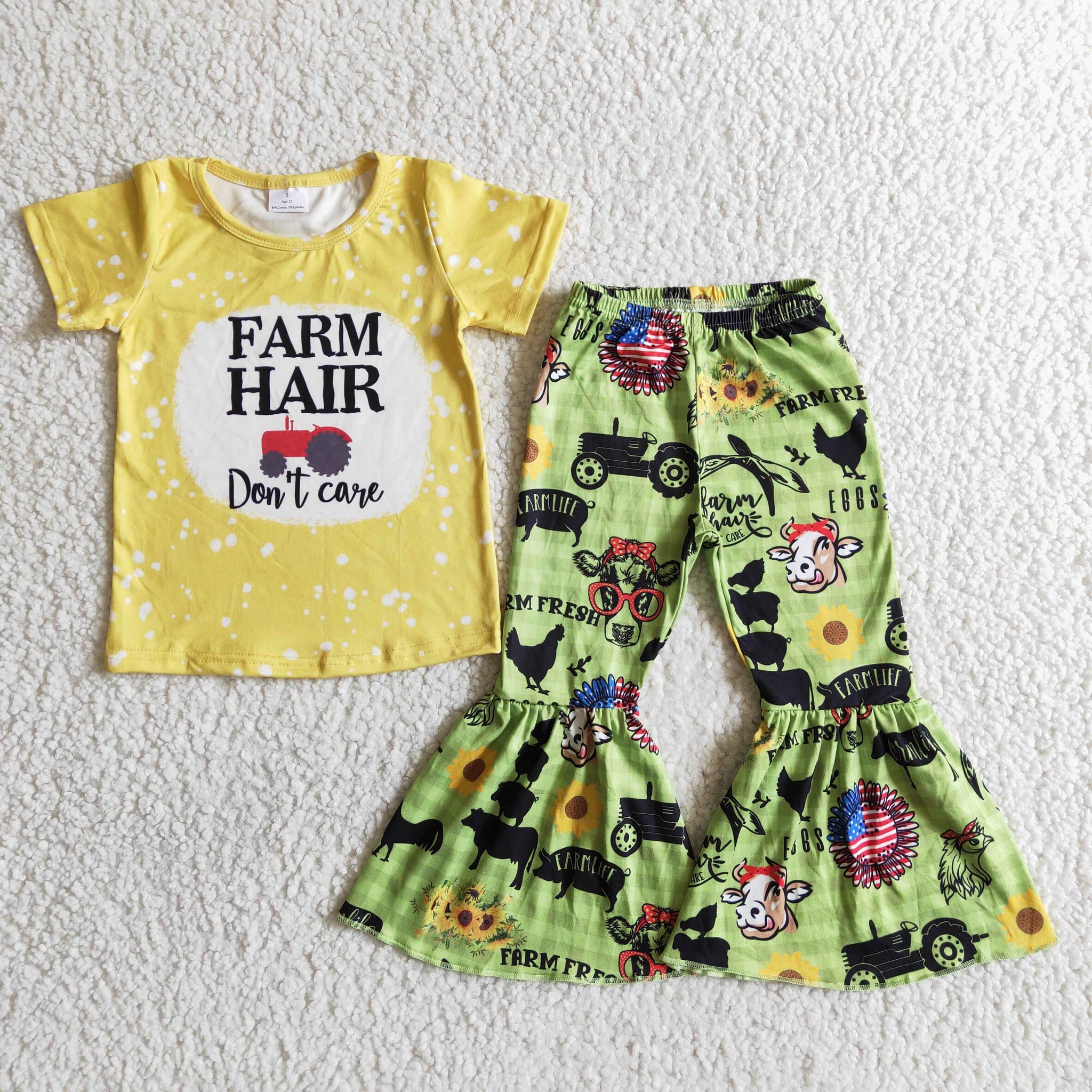 B12-28 farm yellow toddler girl clothes fall spring outfits-promotion 6.1 $2.99