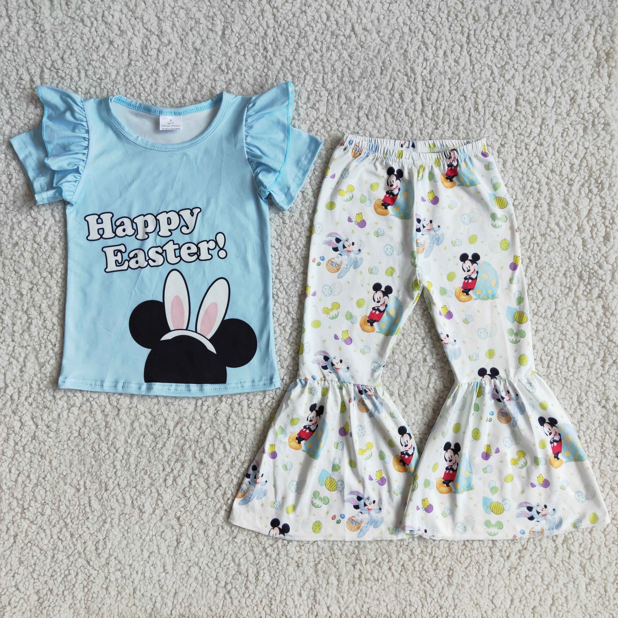 D10-20 girl happy easter short sleeve spring fall set-promotion 2024.1.20