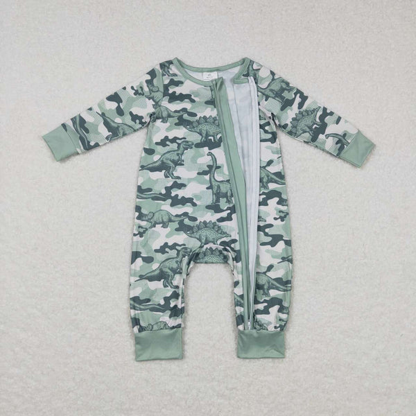 LR0718 baby boy clothes green dinosaur boy winter romper