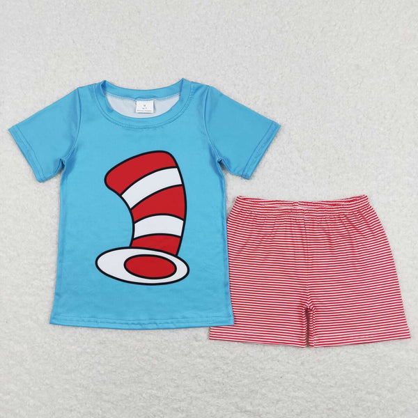 BSSO0346 baby boy clothes dr.seuss boy summer shorts set