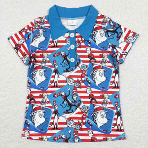 BT0483 baby boy clothes dr.seuss tshirt blue summer tshirt boy spring tshirt