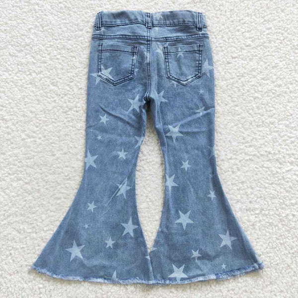 P0108 toddler girl clothes star girl bell bottom pant girl jeans denim pant