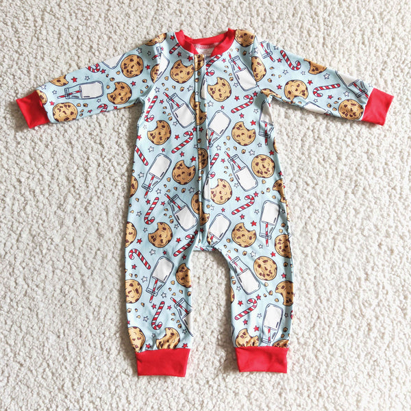 LR0186 RTS baby boy clothes milk zipper christmas romper