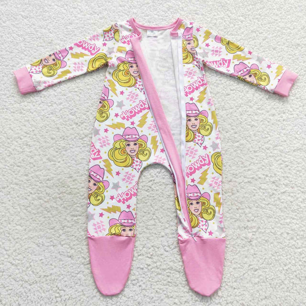 LR0545 baby girl clothes howdy cartoon girl winter romper