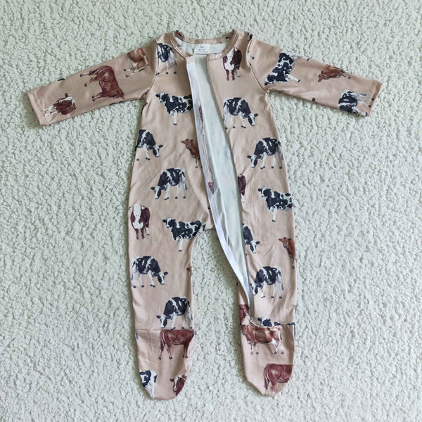 LR0073 newborn baby clothes cow zipper romper-promotion 2024.11.16 $5.5