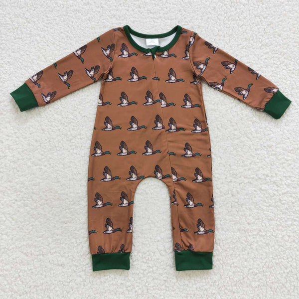 LR0524 baby girl clothes mallard duck zipper winter romper