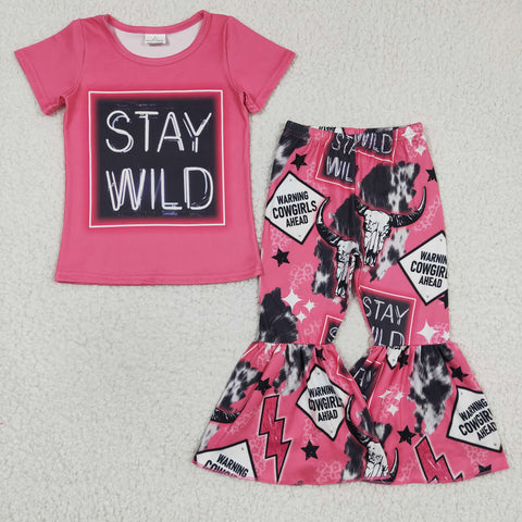 GSPO0446 baby girl clothes stay wild fall spring set bells set