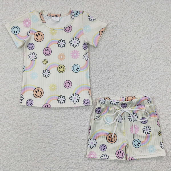 GSSO0229 kids clothes girls smile ripped summer outfit