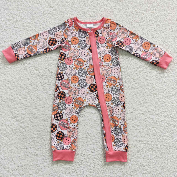 LR0297 girls winter clothes cow floral kids zipper romper
