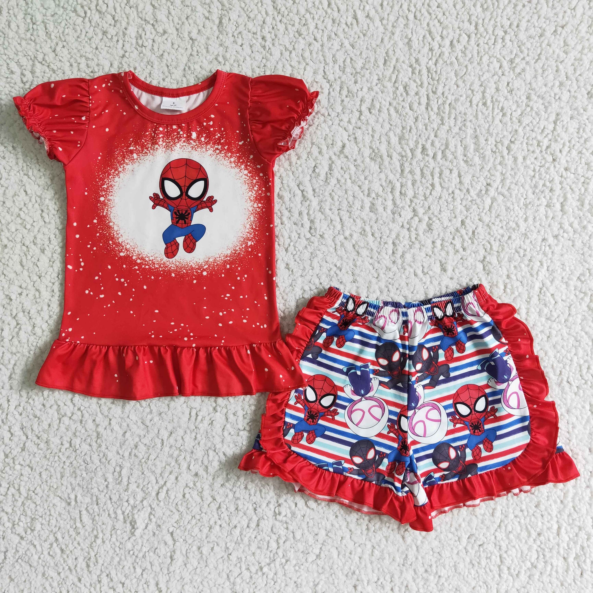 GSSO0124 toddler girl clothes red cartoon summer outfit--promotion 2024.7.20 $5.5