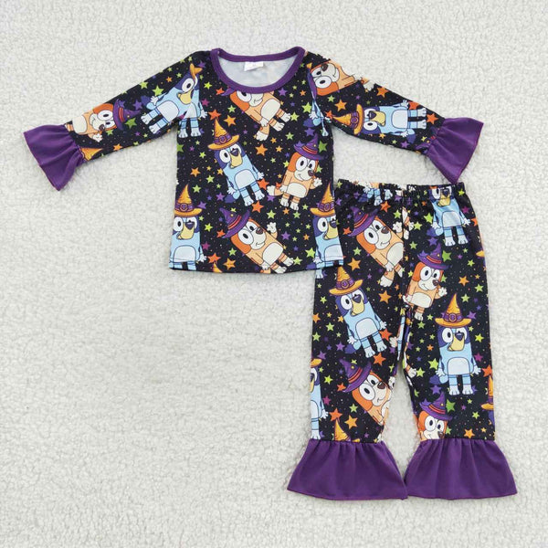 GLP0660 RTS toddler girl clothes cartoon dog girl winter halloween pajamas set