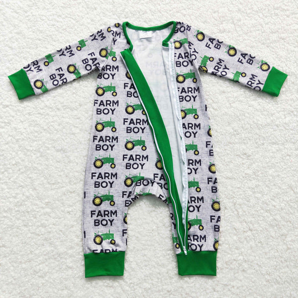 LR0688 baby boy clothes farm tractor boy winter romper