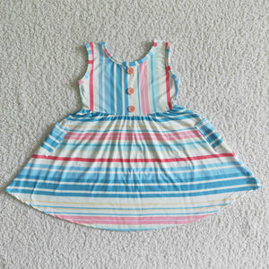 GSD0030 kids clothing colorful stripe sleeveless summer dress-promotion 2024.3.30 $5.5