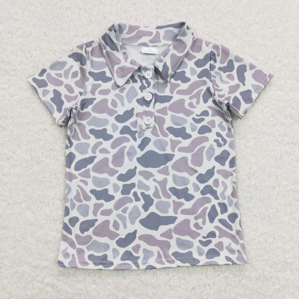 BT0597 RTS baby boy clothes grey camouflage boy summer tshirt