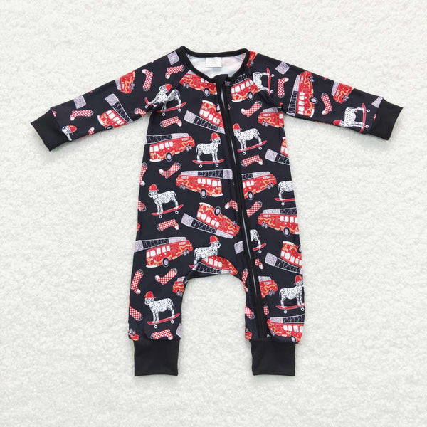 LR0735 baby clothes fire truck dog baby winter romper