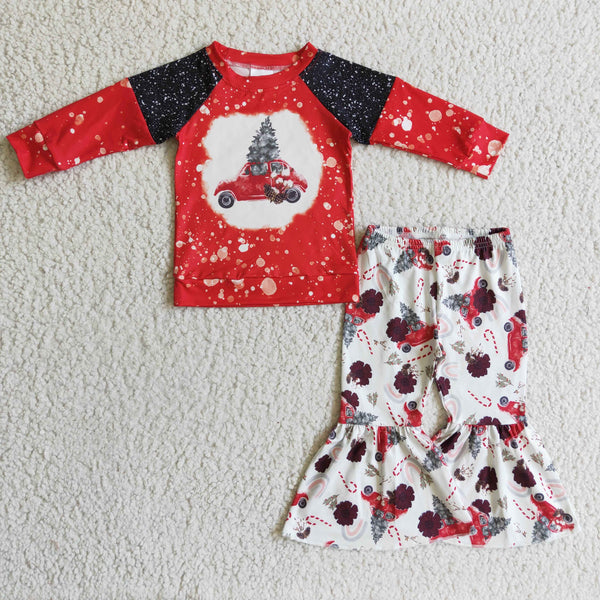 GLP0355 baby girl clothes tree truck christmas outfits