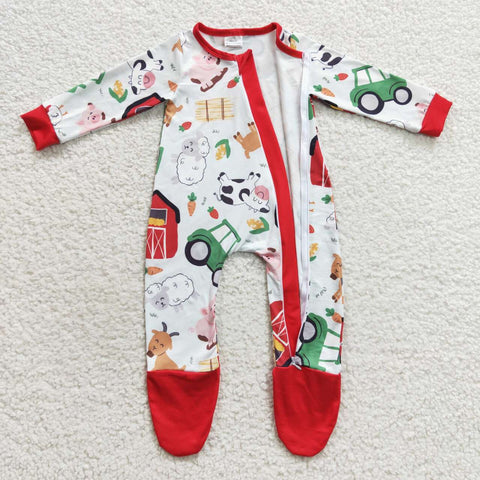 LR0379 baby girl clothes farm baby christmas romper